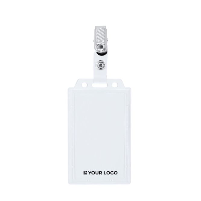 Portabadge verticale rigido con clip metallica removibile