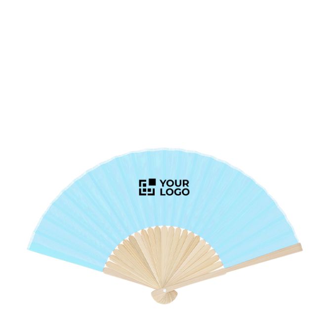 Ventaglio con stecche in bambù e tessuto in poliestere in colori