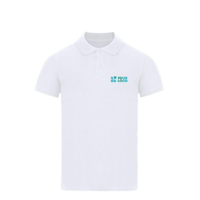 Polo bambino a manica corta in cotone bianco con rinforzo al collo 180 g/m²