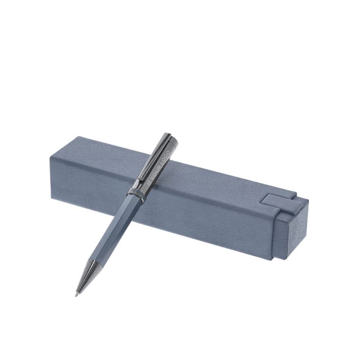 Penna premium in metallo a rotazione e ricaricabile, inchiostro blu