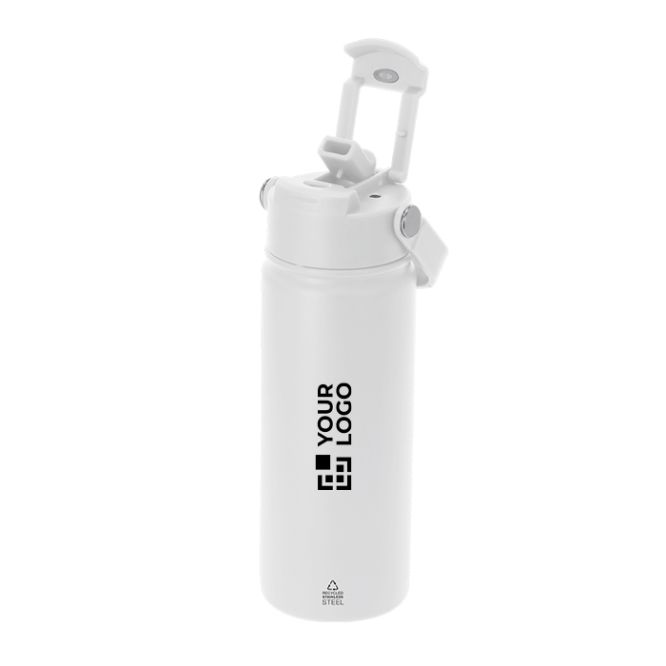 Bicchiere termico in acciaio inox con coperchio con foro e cannuccia 550ml