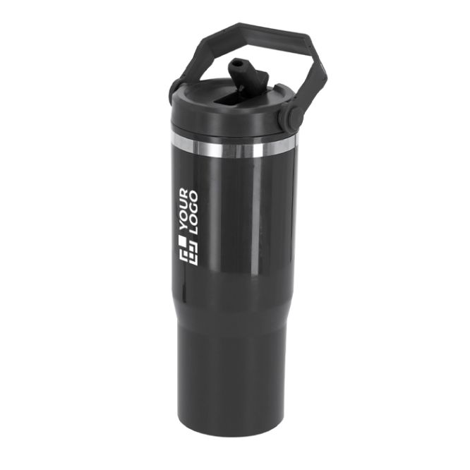 Bicchiere termico a doppia parete con cannuccia e manico per il trasporto 900ml