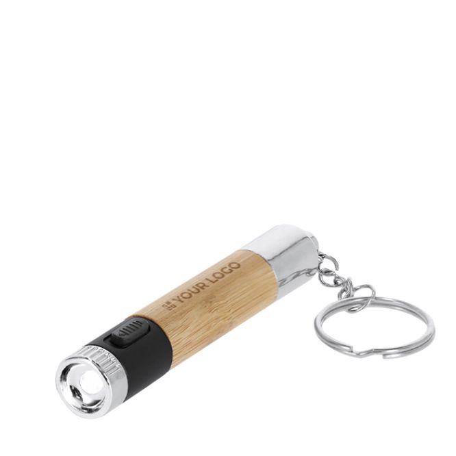 Torcia portatile in bambù con penna integrata, inchiostro blu