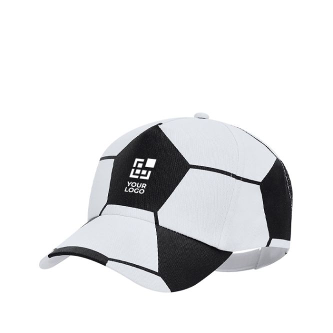 Cappellino sportivo in cotone a 5 pannelli con design a pallone da calcio