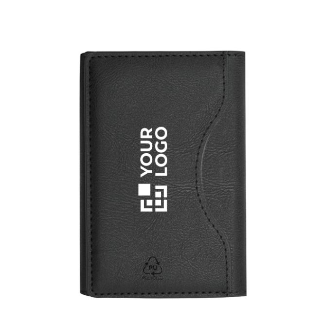 Porta carte in pelle sintetica riciclata con fissaggio e chiusura magnetica