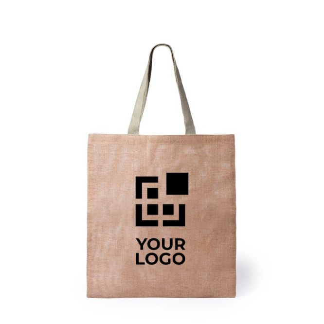 Shopper con logo in iuta e cotone vista area di stampa
