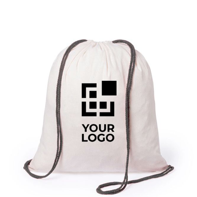 Zainetti di cotone con corde colorate vista area di stampa