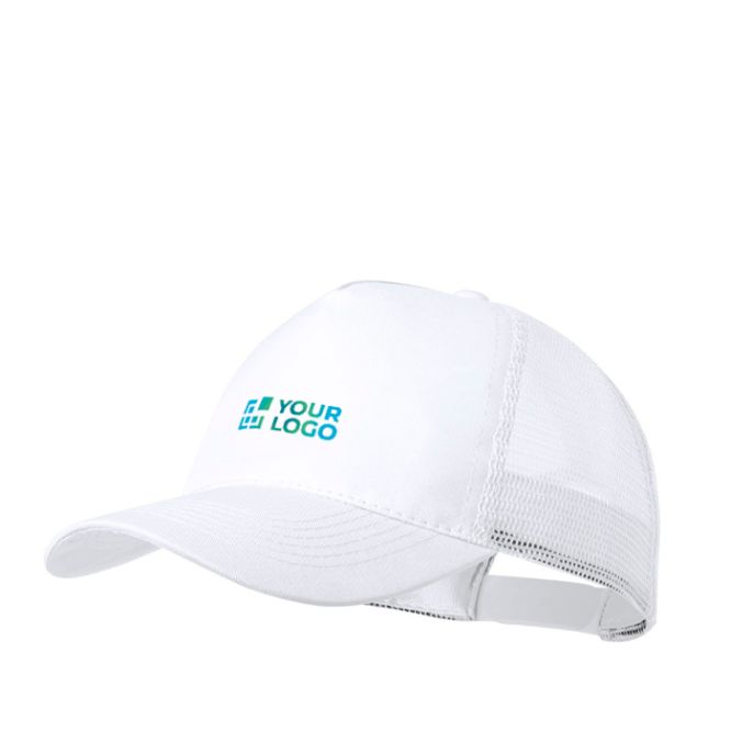Cappello 5 pannelli con rete posteriore e chiusura regolabile in plastica