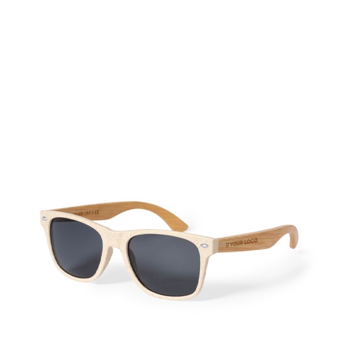 Occhiali da sole con aste in bambù e lenti nere con protezione UV400