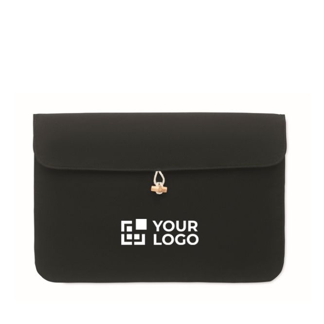 Custodia per pc 15'' in cotone 220 gr/m² con bottone di bambù