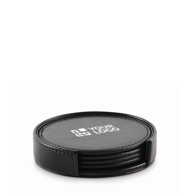 Set 4 sottobicchieri e porta-sottobicchieri coordinato in similpelle