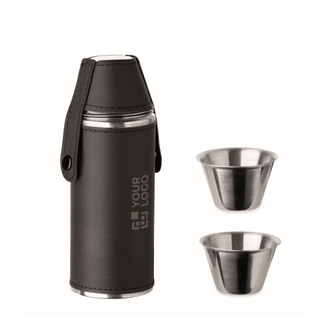 Borraccia in acciaio inox con 2 bicchieri da shot 230ml e 20ml
