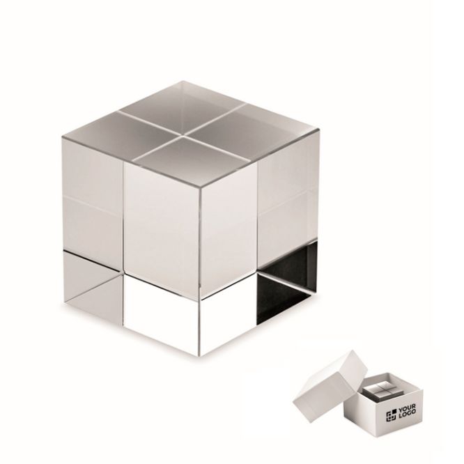 Elegante premio a forma di cubo in vetro personalizzabile