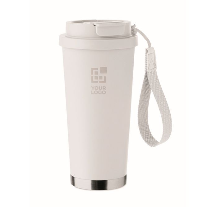 Bicchiere in acciaio inox riciclato con coperchio e cannuccia 500ml