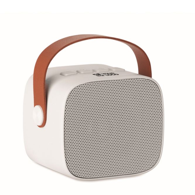 Altoparlante quadrato con manico marrone in similpelle stile vintage