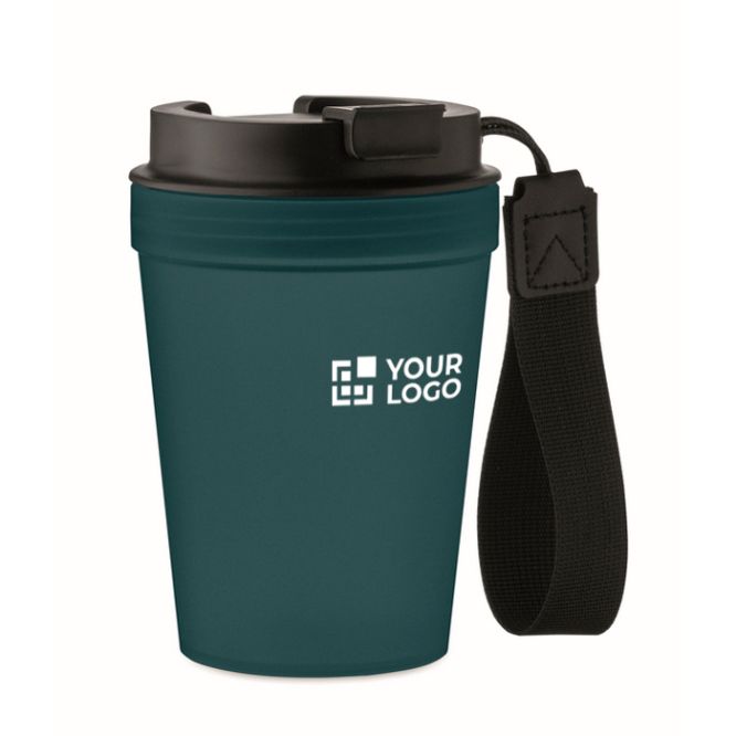 Bicchiere antigoccia con laccio in poliestere RPET 300ml