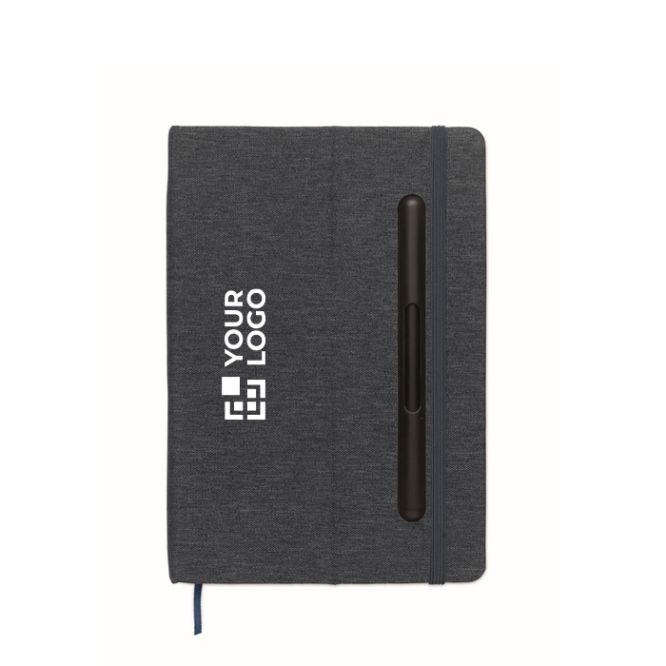 Taccuino con copertina rigida con supporto per cellulare A5 a righe
