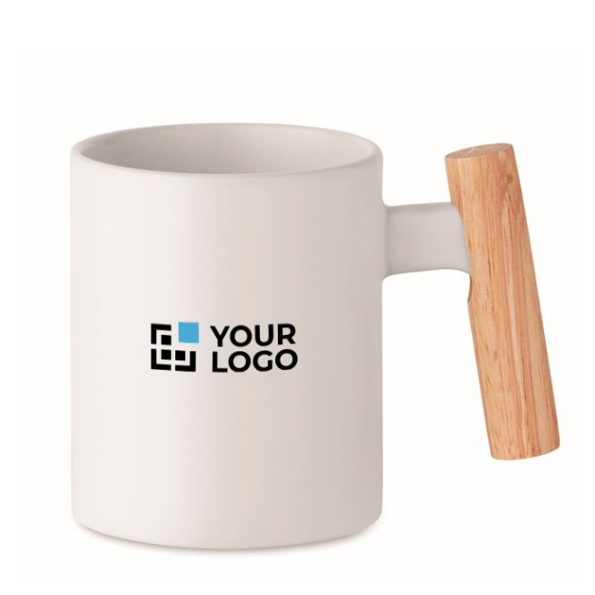 Tazza in ceramica con manico dritto in legno 320ml