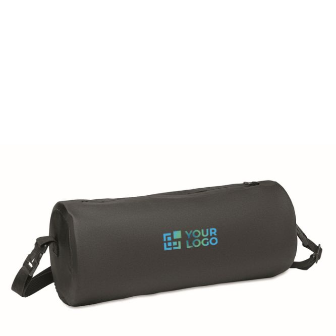 Borsa sportiva cilindrica in RPET con spallacci rimovibili