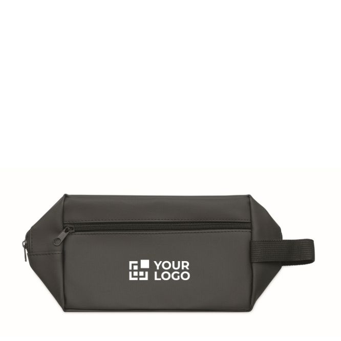 Borsa beauty in poliestere RPET 600D con maniglia e zip