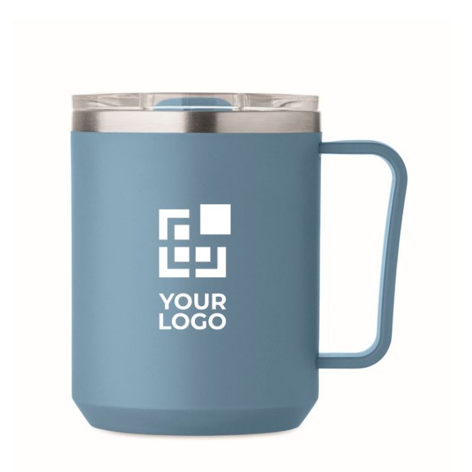 Bicchiere a doppia parete con coperchio scorrevole trasparente 400 ml