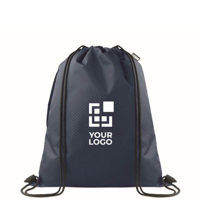 Sacca zaino con cordini in RPET con tasca laterale e cerniera