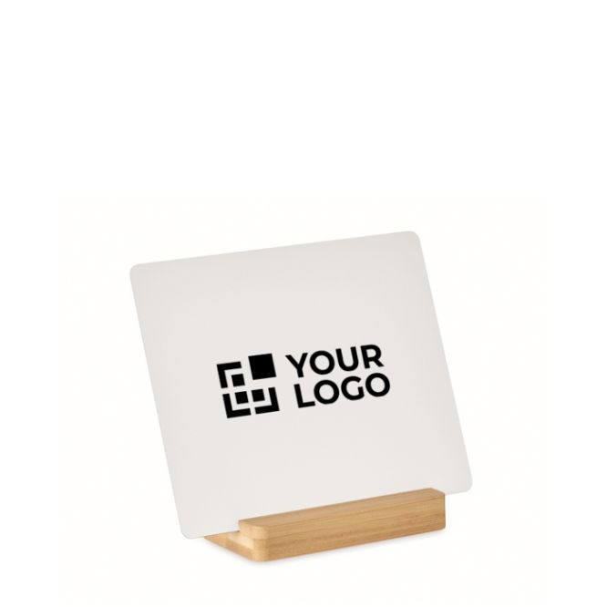 Targa in alluminio sublimato con base in bambù 12 x 15cm