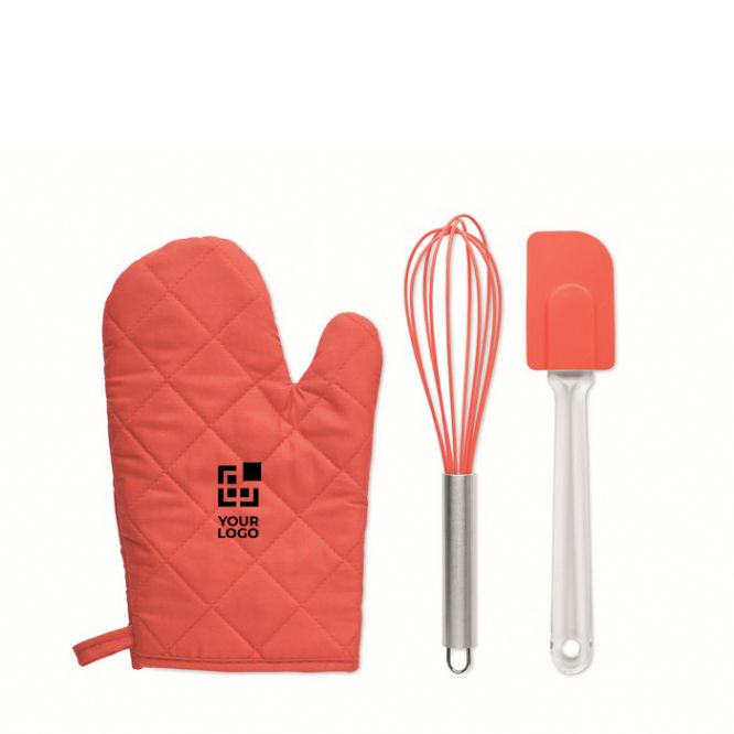 Guanto da forno con frusta e spatola
