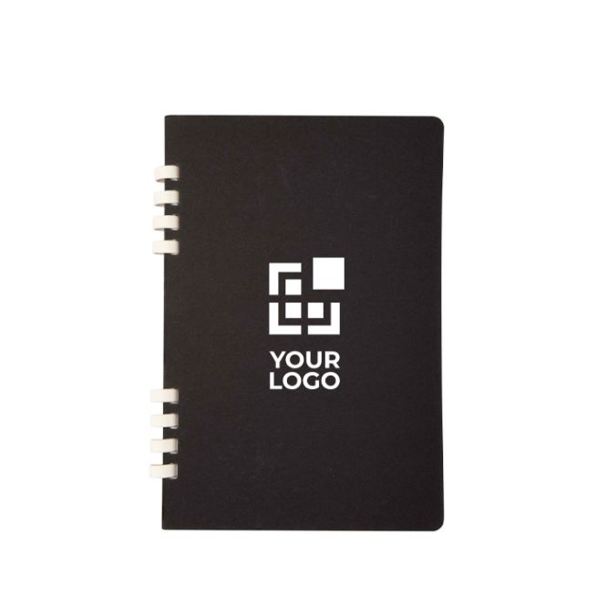 Quaderno A5 con copertina rigida in carta riciclata e spirale, fogli a righe