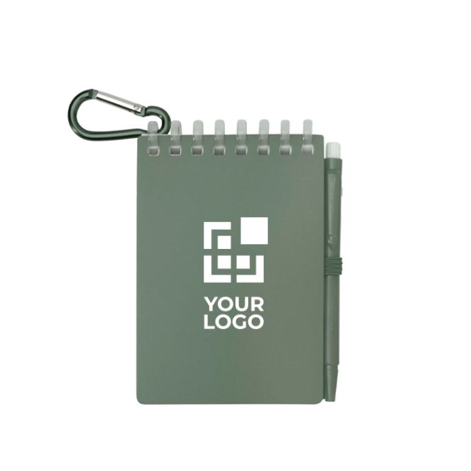 Mini taccuino con bordo a spirale e penna a inchiostro nero