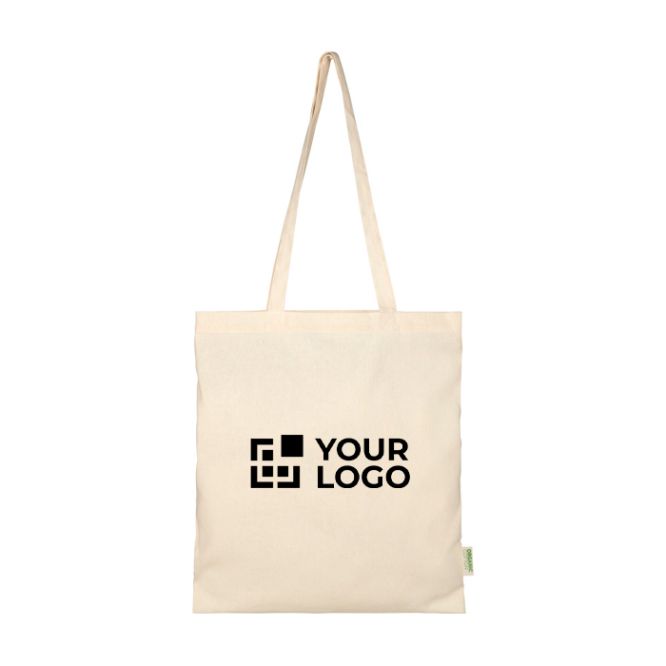 Shopper in cotone biologico da 140 g/m² vista area di stampa