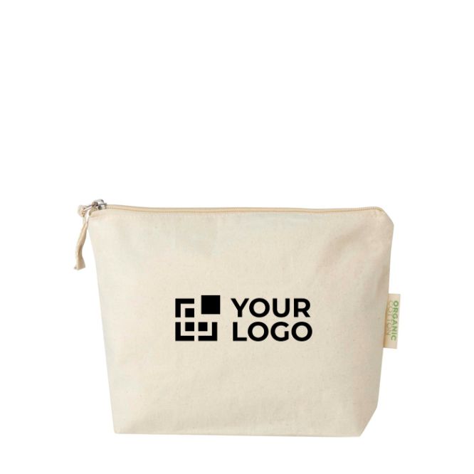 Necessaire in cotone biologico con scomparto e cerniera 1L 180 g/m2