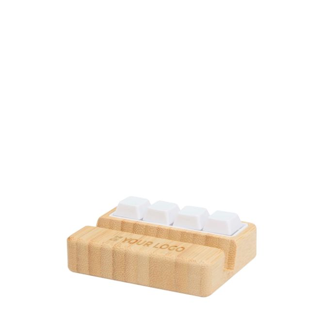 Supporto per telefono in bambù con giocattolo antistress a tasti