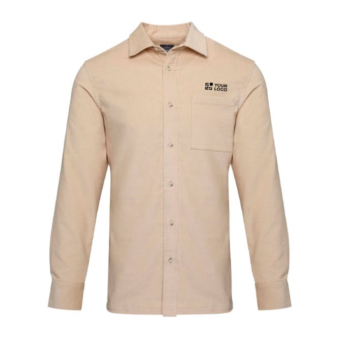 Camicia unisex in velluto a coste dal taglio dritto e maniche lunghe 252 g/m2 Elevate