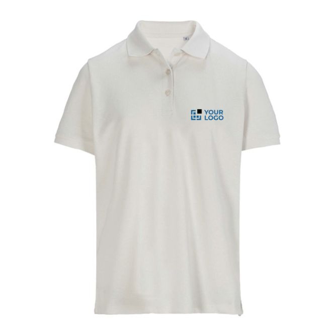 Polo da donna in cotone pettinato a maniche corte con 3 bottoni