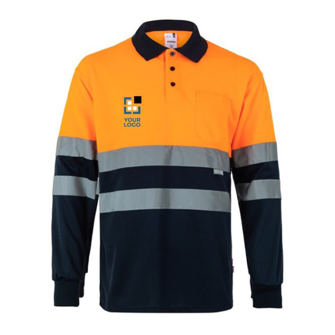 Polo da lavoro a maniche lunghe con bande riflettenti 160 g/m2 Velilla 