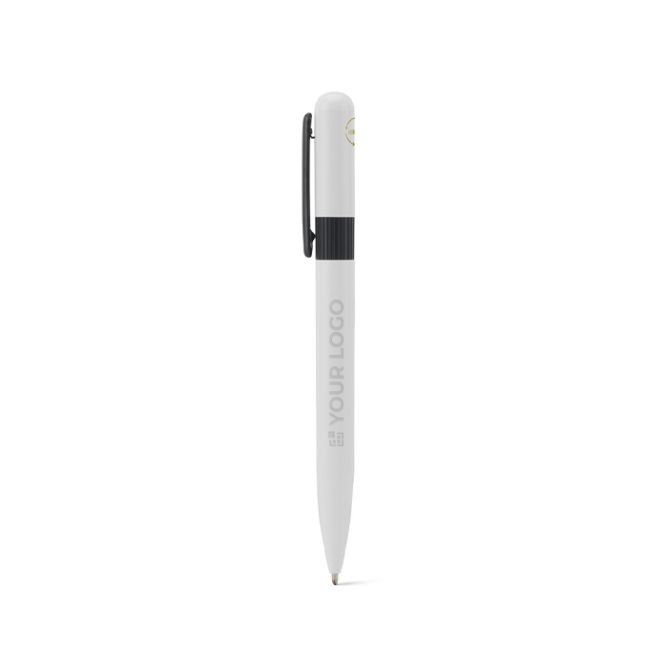 Penna nera in metallo riciclato con clip e design arrotondato