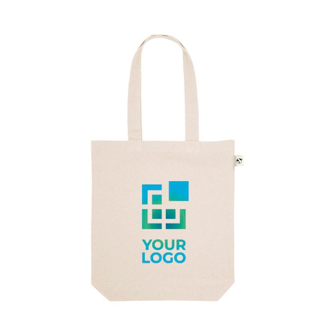 Shopper con logo in cotone con manici lunghi 220g/m²