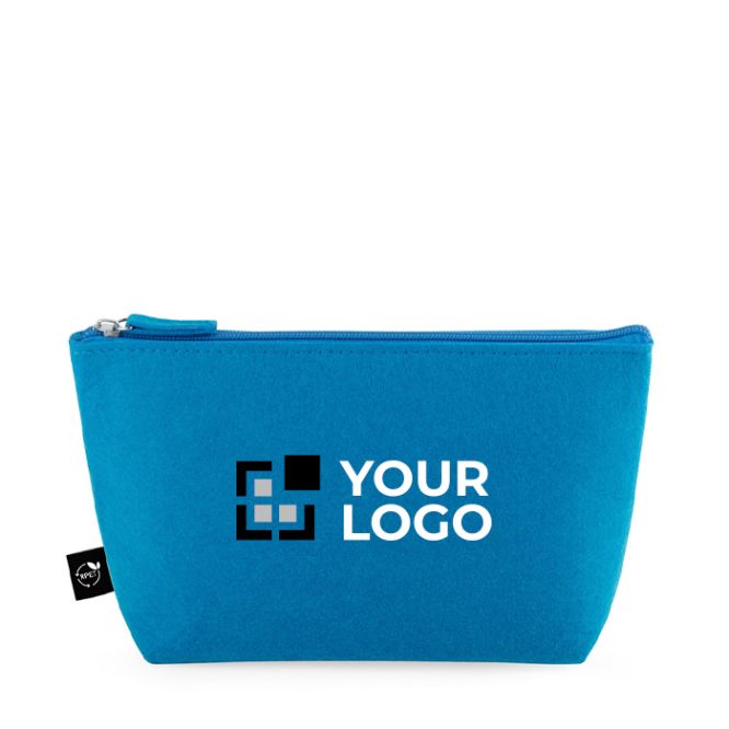 Pochette spaziosa in feltro riciclato con chiusura a zip