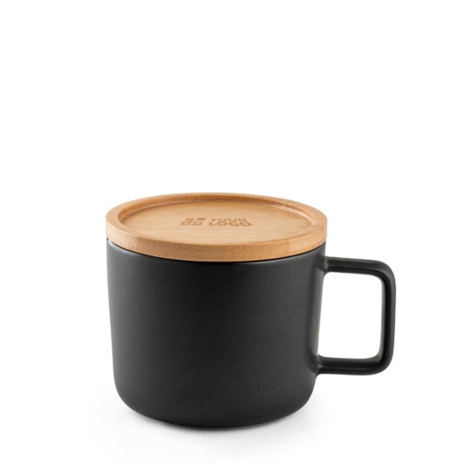 Tazza in ceramica con coperchio in bambù