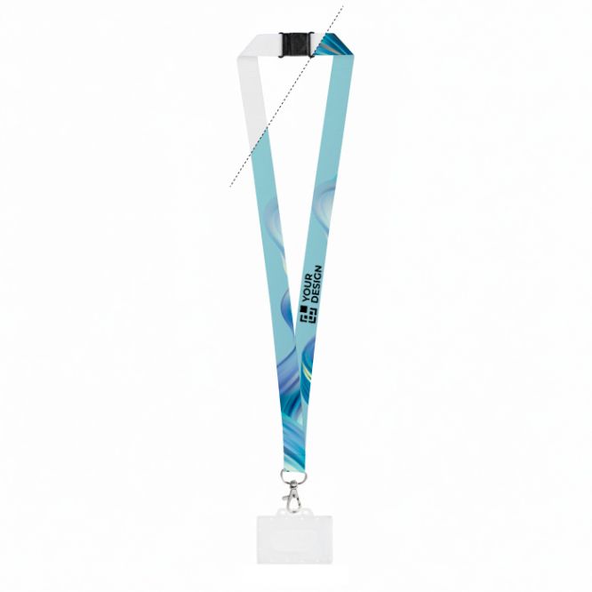 Lanyard in poliestere riciclato con moschettone e portabadge 2 cm