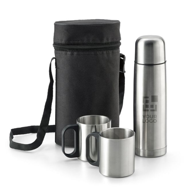 Thermos con due tazze in acciaio inossidabile 