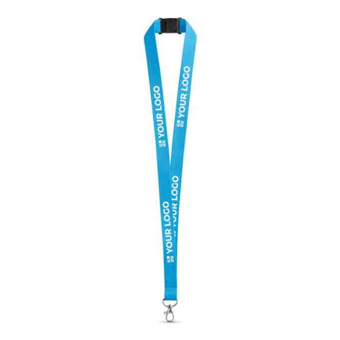 Lanyard in poliestere con moschettone metallico e chiusura di sicurezza 2 cm