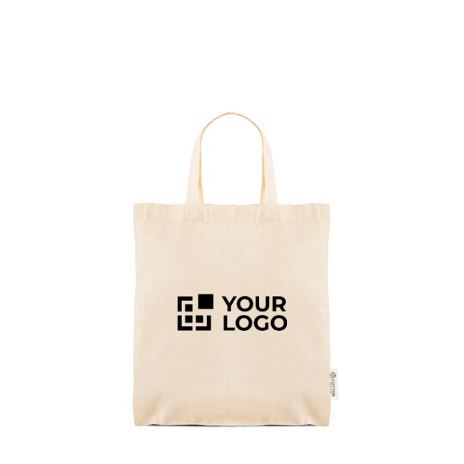 Borsa con manici corti in cotone riciclato e plastica riciclata 140 g/m²