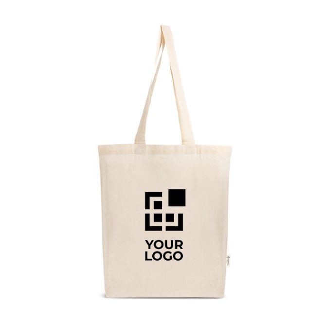 Borsa in cotone e plastica riciclati con soffietto 140 g/m²