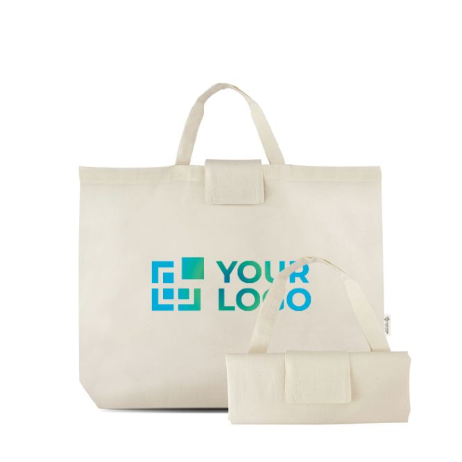 Borsa della spesa pieghevole in cotone e plastica riciclati 140 g/m²