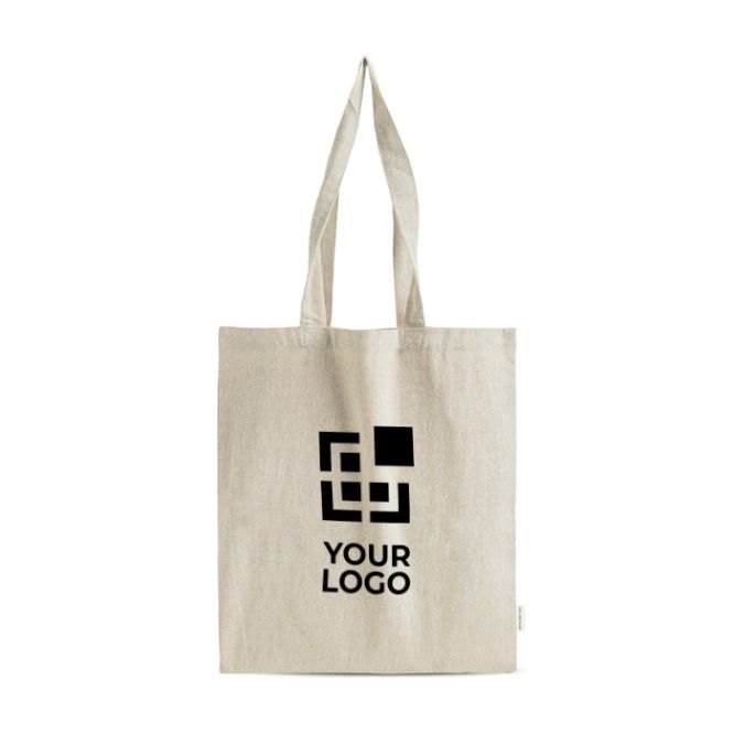 Borsa in cotone riciclato melange con manici lunghi, resistenza 8 kg