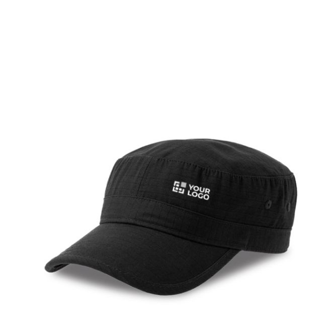 Cappellino in cotone stile militare con chiusura in velcro 215 g/m2