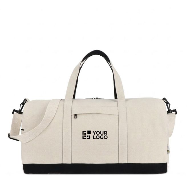 Borsa da viaggio in cotone e poliestere con tasca frontale e laterale