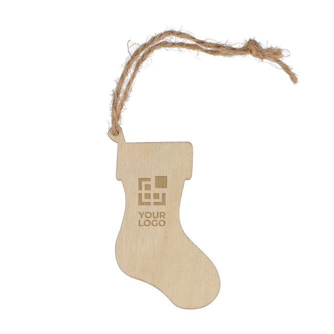 Addobbo natalizio da appendere in legno a forma di calza